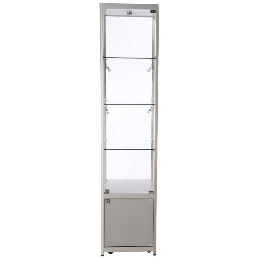 Showcase Tower, Solo, with locker - Silver. LED