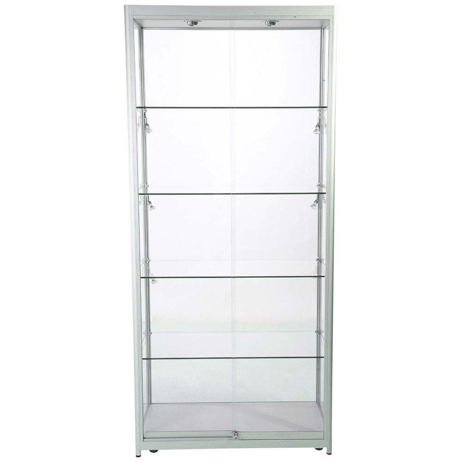 Showcase Tower Duo, silver, with LED spots