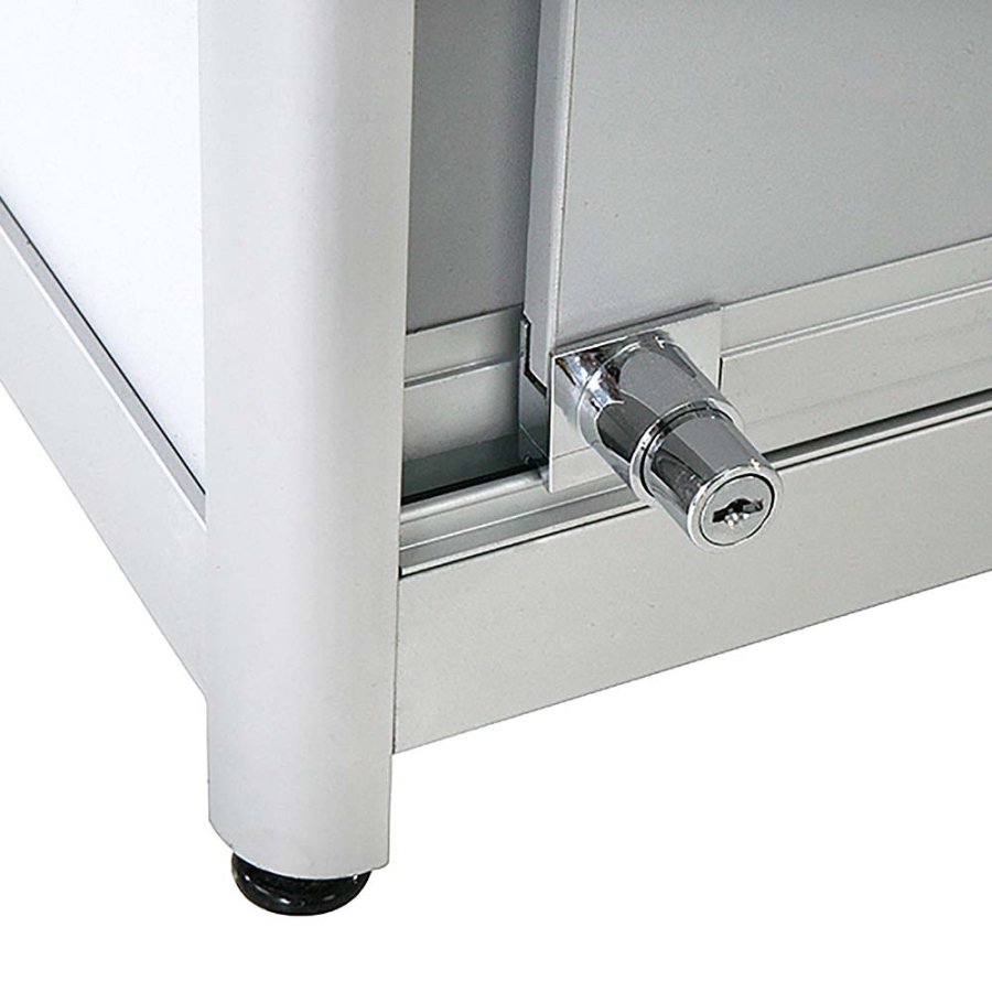 Showcase Tower Duo, silver, with storage and LED spots