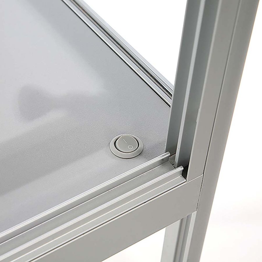 Showcase Desk Duo, silver, with LED spots