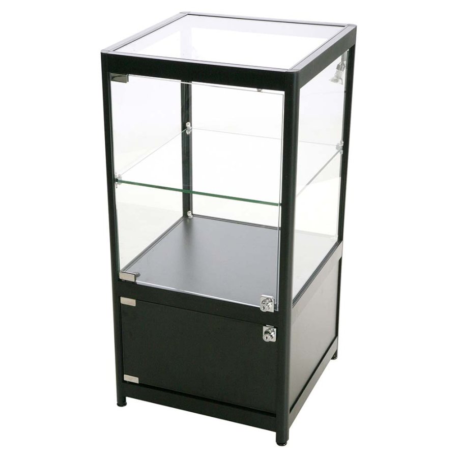 Showcase Counter Solo, blackt, with storage and LED spots
