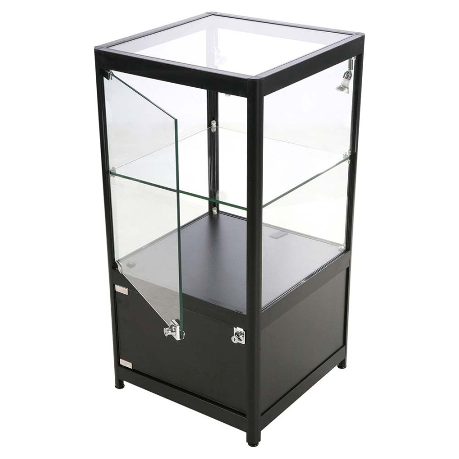 Showcase Counter Solo, blackt, with storage and LED spots