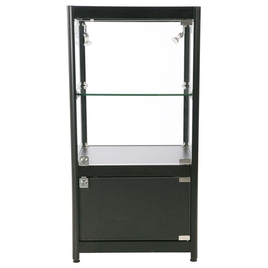 Showcase Counter Solo, blackt, with storage and LED spots
