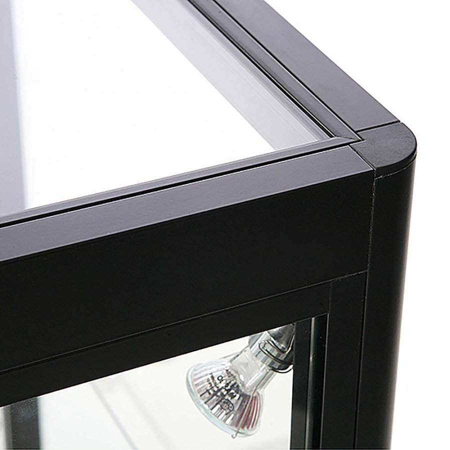 Showcase Counter Solo, blackt, with storage and LED spots