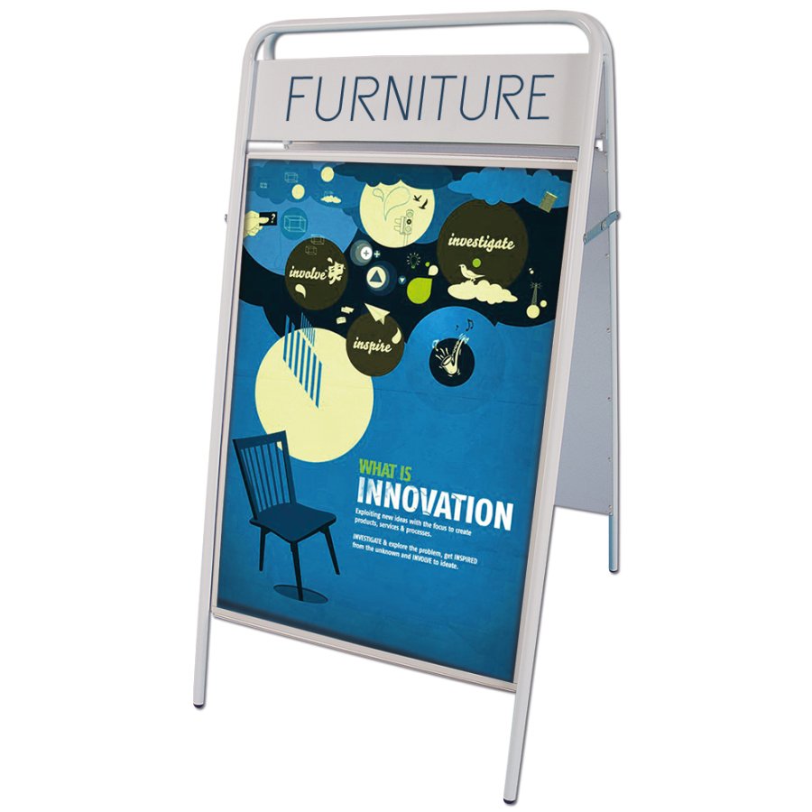 Expo Sign Pavement Board with logoplate, white, 50 x 70 cm