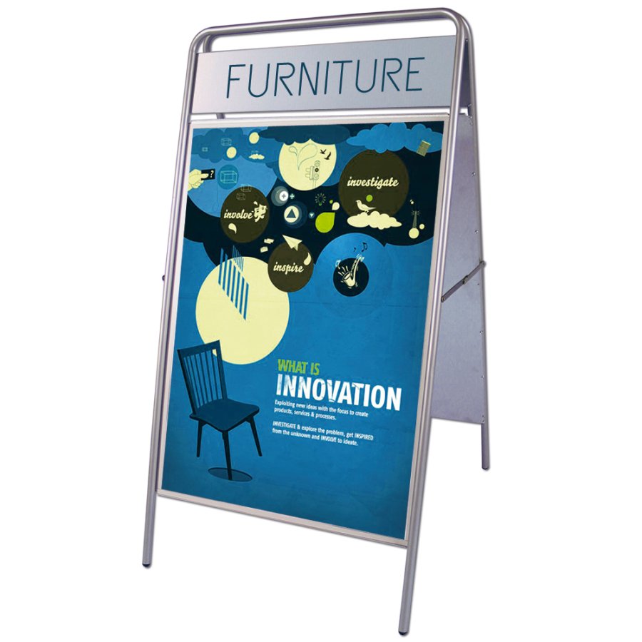 Expo Sign Pavement Board with logo plate, silver, 50 x 70 cm