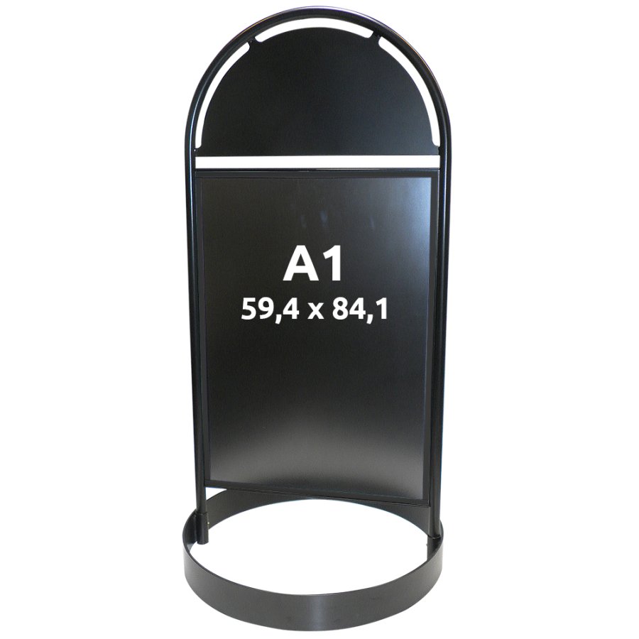 Gothic Circle Street sign with logo plate, black - A1