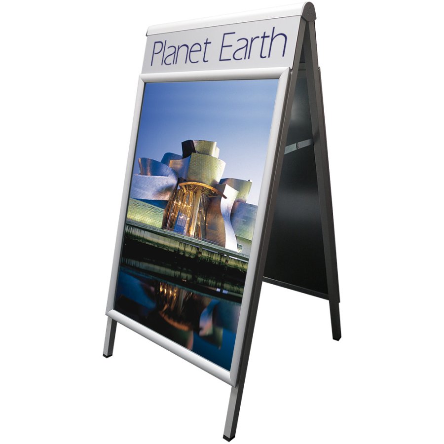 Alu-Line Logo-change Pavement Board, silver, 70 x 100 cm