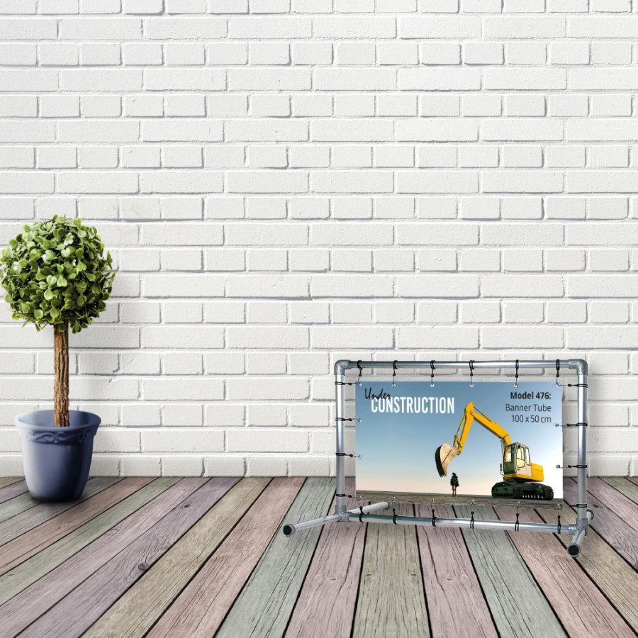 Banner Tube free standing square frame with legs 100 x 50 cm