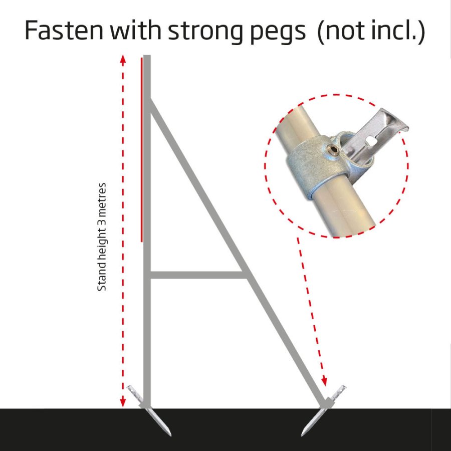 Free standing Banner Tube High stand (Alutubes0,3mm/&Oslash;: 48mm) square frame (200x100cm) on high stand 300cm