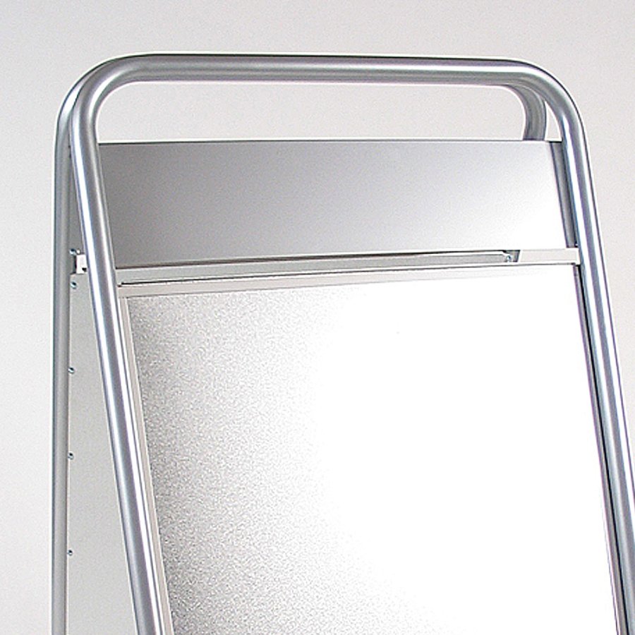 Expo Sign Lux Pavement Board with logo plate and wheels, silver, 70 x 100 cm