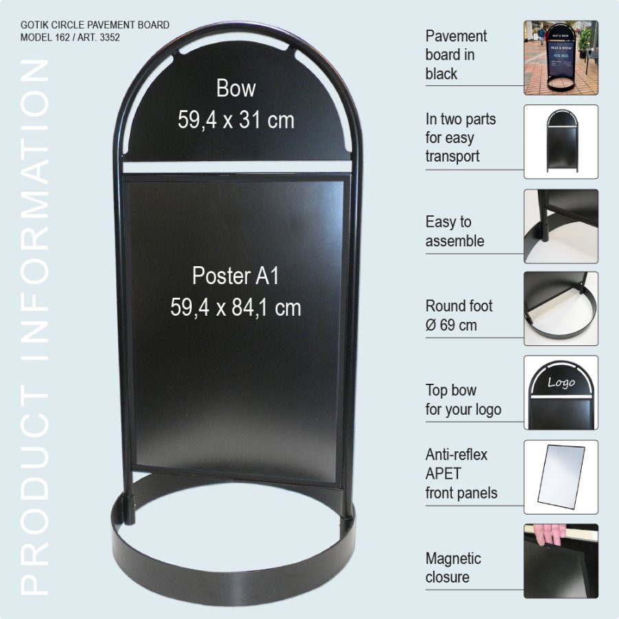 A Board with logo plate, Gotik Circle, Black, A1 - 59,4 x 84,1