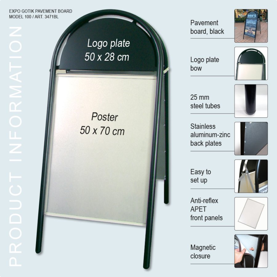 Pavement Sign, Gotik Original, Black, B2 - 50 x 70 cm