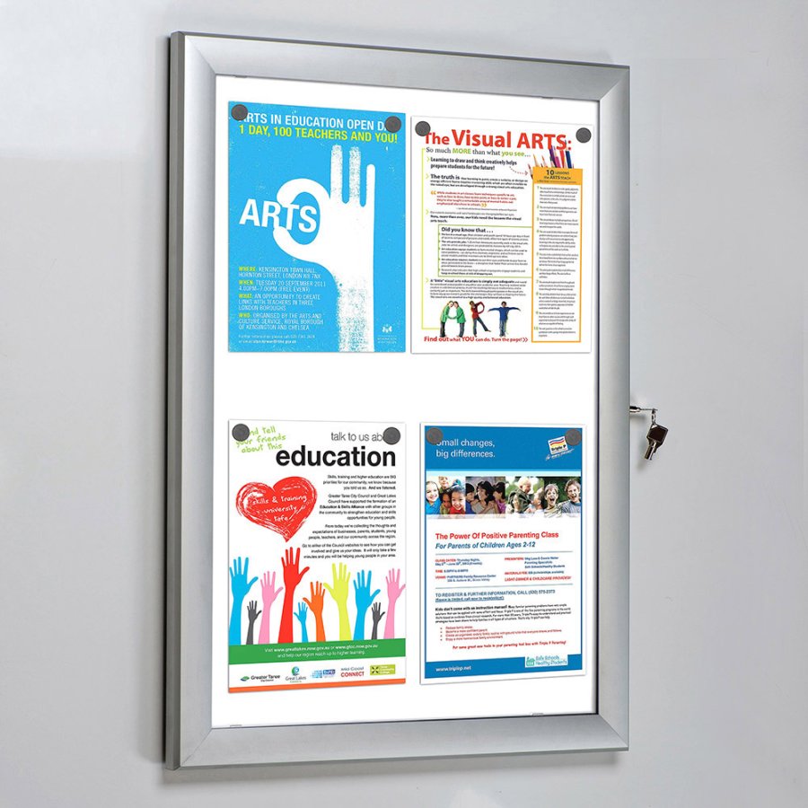 Infobox with Lock, 4 x A4, alu/silver