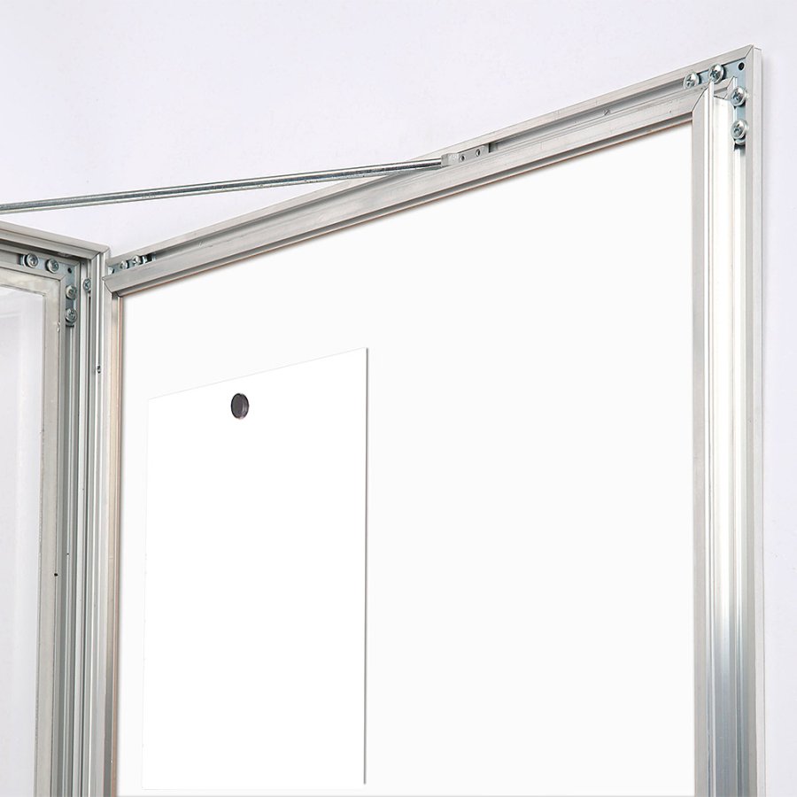 Info box with Magnetic Whiteboard board, 6 x A4, D27 mm, Aluminum/Silver