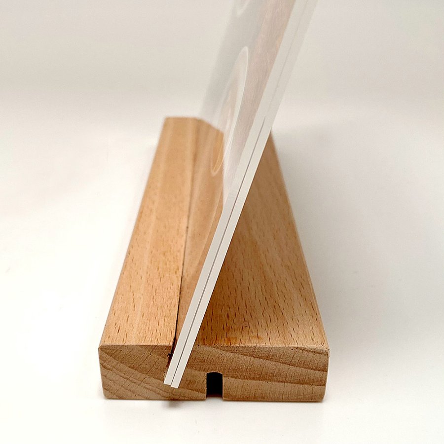 WOOD Block menu holder 70 mm, vertical/angled