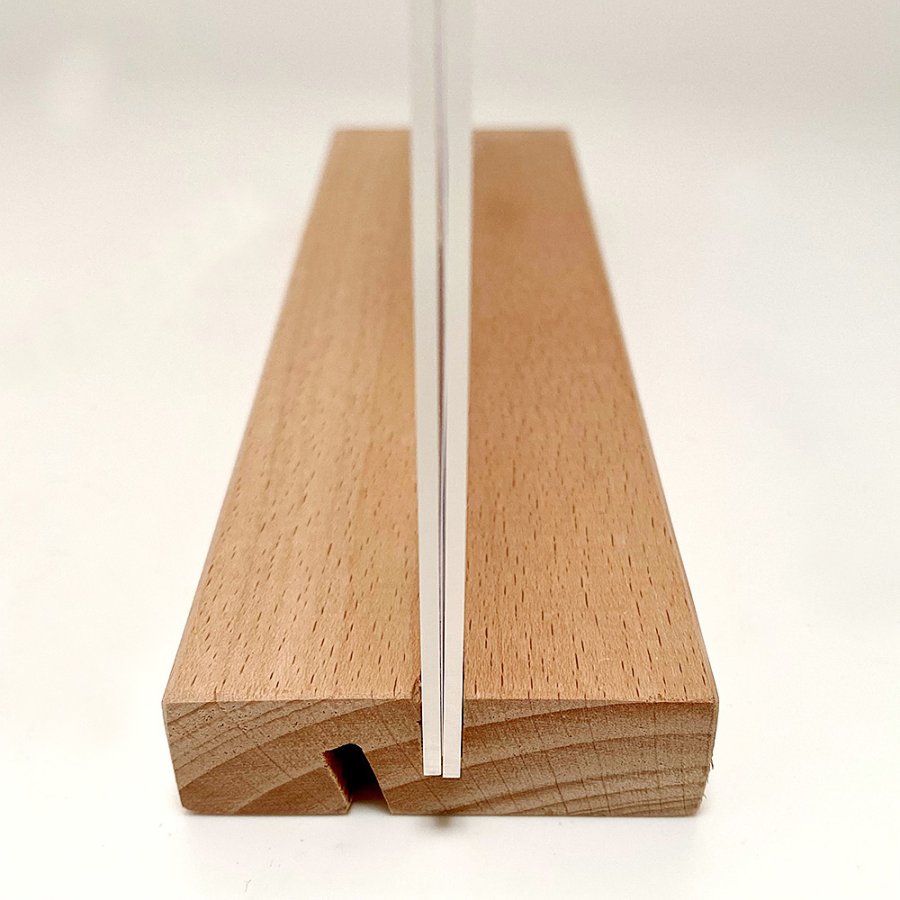 WOOD Block acrylic menu holder A6, portrait/angled