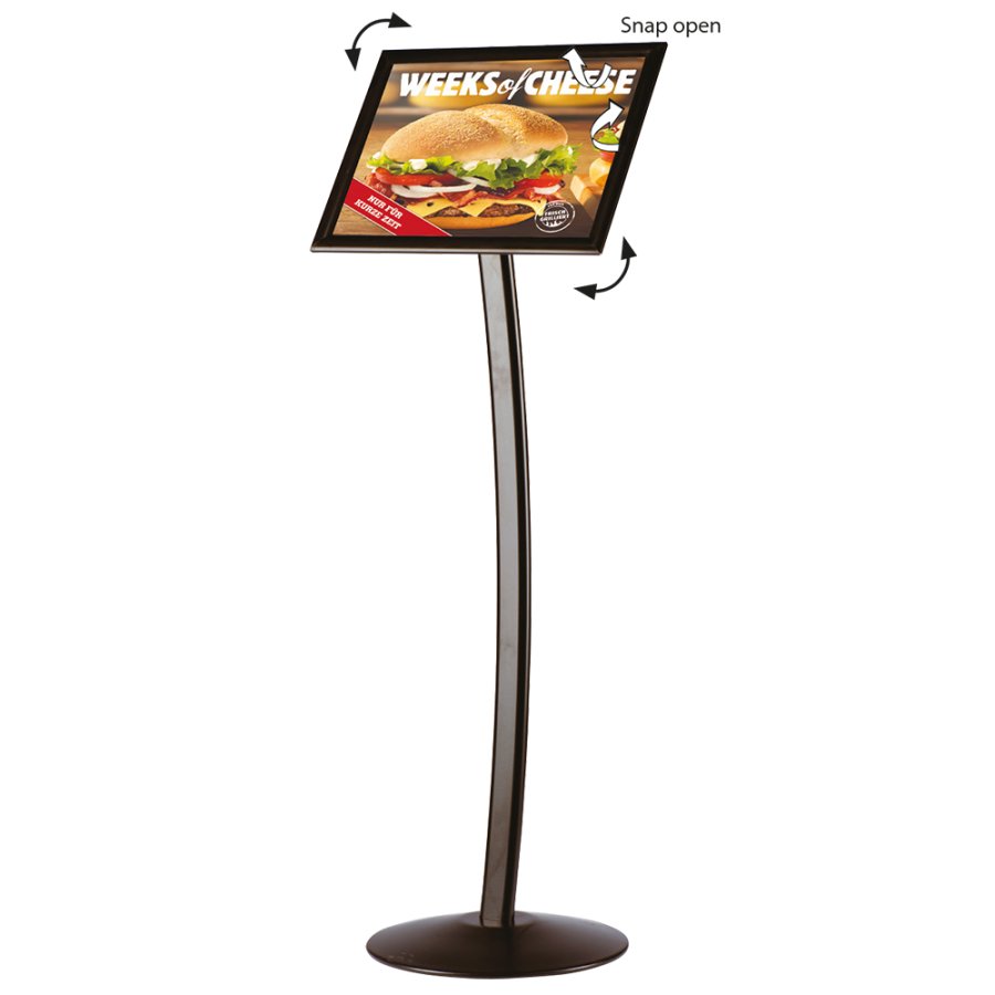 Curved stand with A3 frame V+H, black