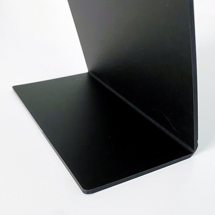 black acrylic signboard A4, slanted and freestanding for tables and counters