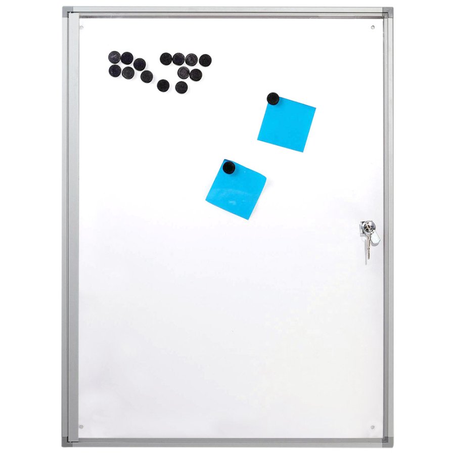 Info box with Magnetic Whiteboard, lockable on the front, 4 x A4, indoor, 51.5 x 68.5 cm