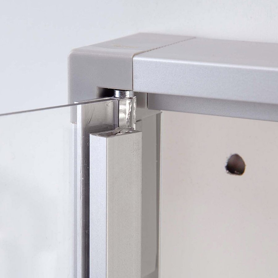 Info box with Magnetic Whiteboard, 9 x A4, 35 mm deep, Aluminum frame, lockable front, indoor