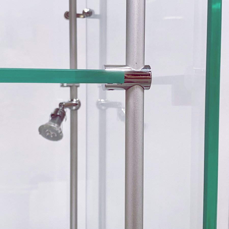 Showcase Frameless glass display cabinet with LED light and lock, black