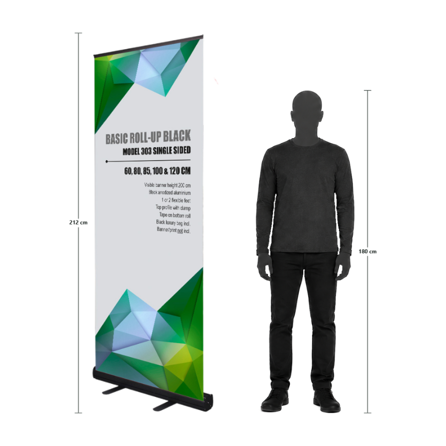 Roller Banner Cassette, Basic, one-sided, Black, 85 cm