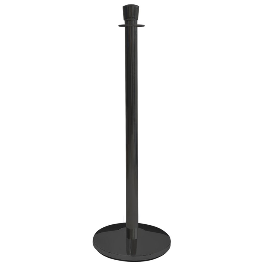 Black lacquered Stand in Steel for queue barrier/barrier system, 91 cm high, heavy base &Oslash; 32 cm