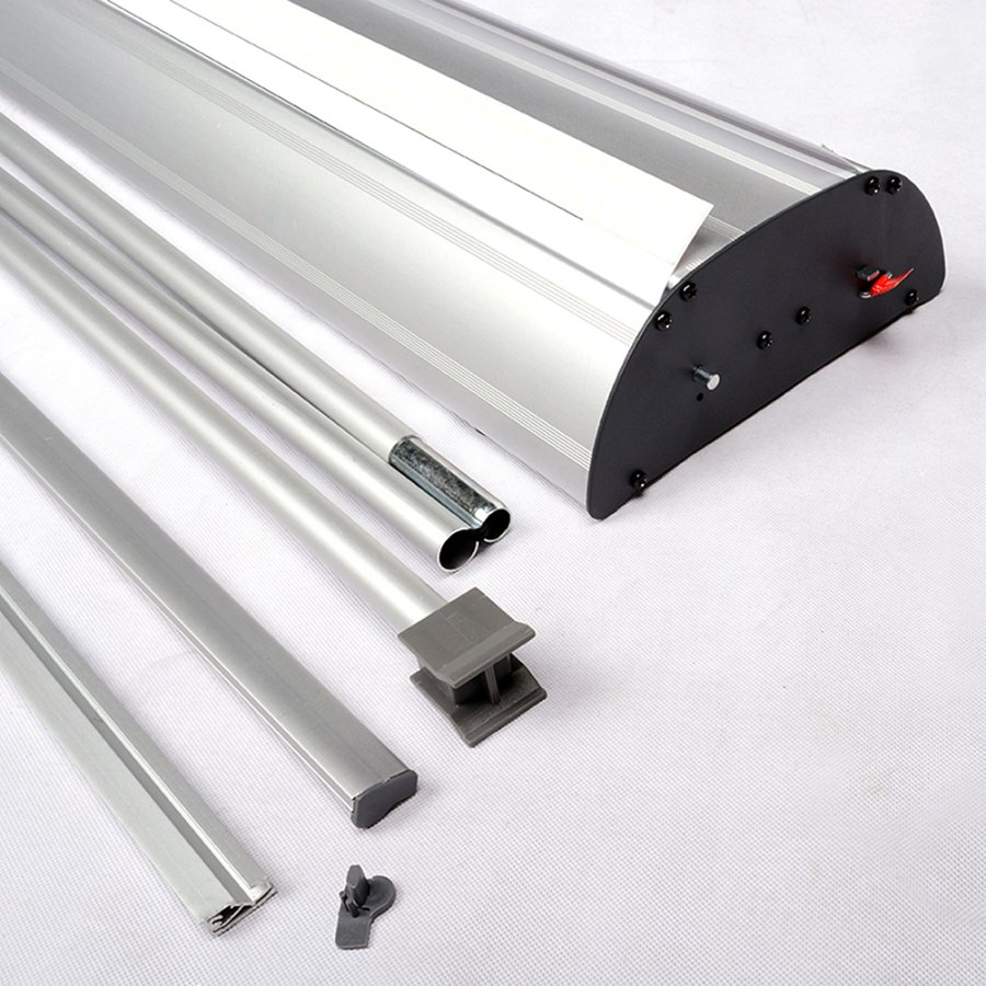 Double-sided 120 cm roll-up banner - aluminium stand, stylish advertising solution.